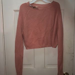 Crop sweater w/jewel neckline Sz M/L
